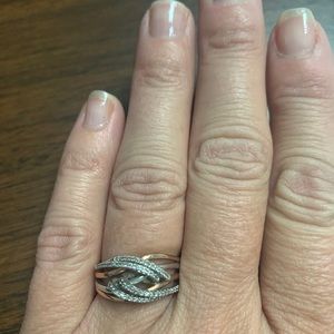 10 karat rise gold and sterling silver band